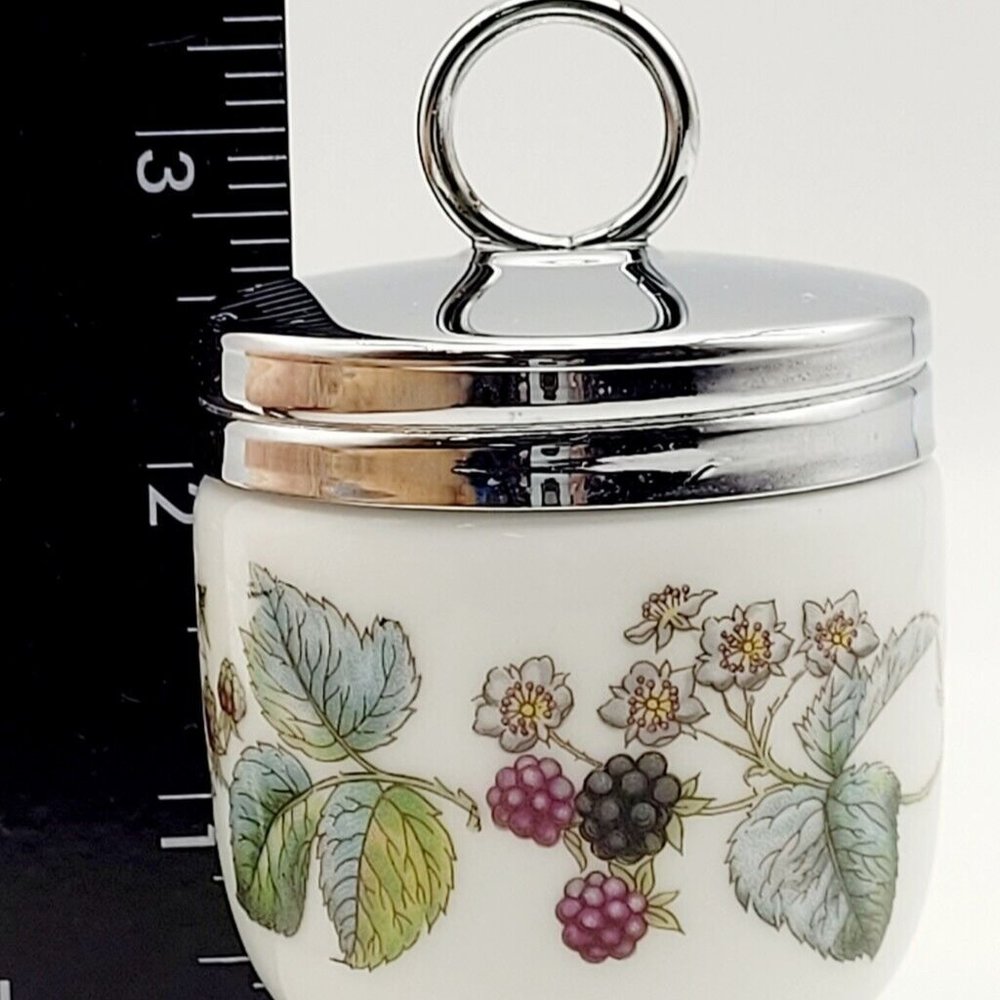 Vintage Royal Worcester Porcelain Egg Coddler Lavinia BlackBerry Jam Jar Small - Picture 3 of 6